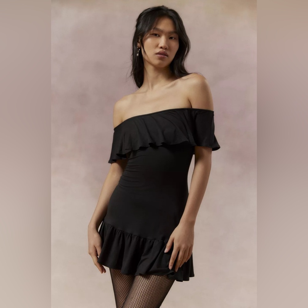 Urban Outfitters Black Ruffle Mini Dress NWT Size M